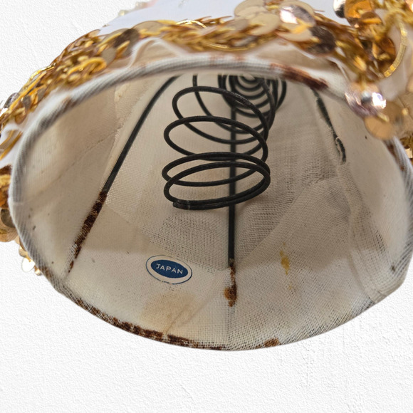 Vintage 1960s Japan Angel Tree Topper Gold Sequin Tulle Dress 8” Christmas Decor - Picture 7 of 10